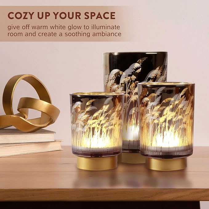 Eywamage Small Battery Operated Table Lamp with Remote Timer, Pampas Glass Cordless Accent Lamp for Bedroom Kitchen Living Room