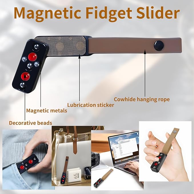 Fidget Slider for Adults, Fidget Slider Toy, EDC Fidget Toys Adults Slider Fidget Toy, (Red)