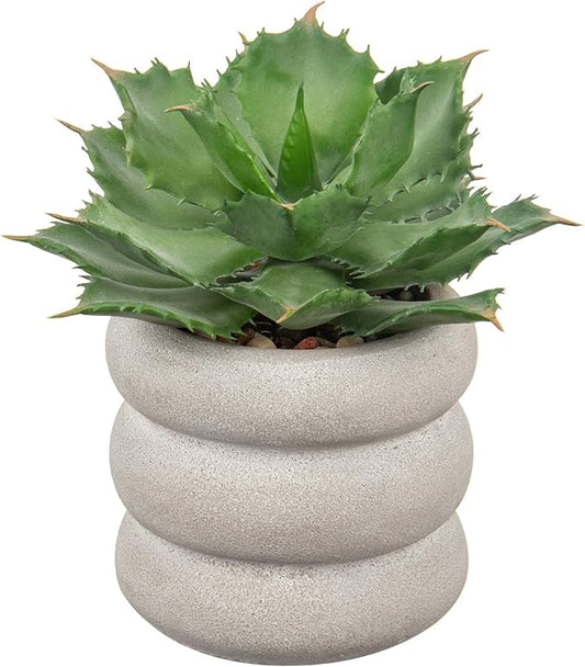 Fake Plants Succulents Artificial Agave Succulent Plants Faux Aloe Potted Plant in White Glaze Ceramic Pot for Desk Modern Office Living Room Table Shelf Bathroom Home Indoor Outdoor Decor