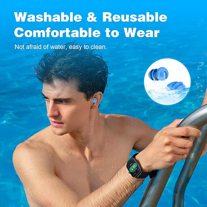 Ear Plugs for Sleeping Noise Cancelling, 38dB Noise Reduction Earplugs, Soft Silicone Reusable Hearing Protection Ear Plug, Waterproof Earplug Suitable for Sleep, Study, Travel, Concerts (3Pairs)