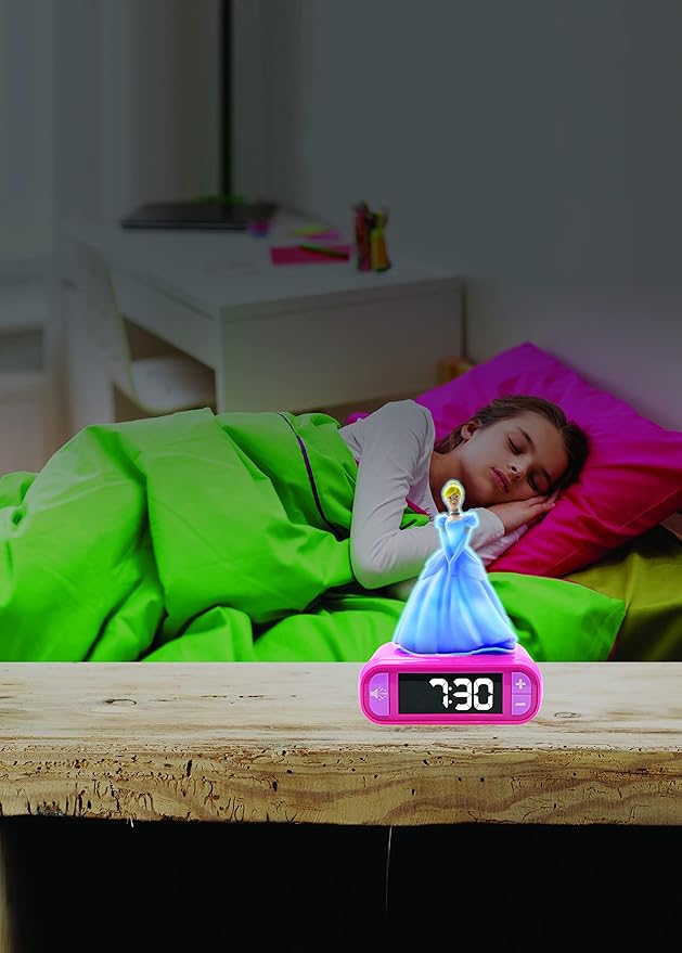 LEXiBOOK - Disney Princess Digital Alarm Clock for Kids with Night Light Snooze, Childrens Clock, Luminous Disney Princess, Pink Colour - RL800DP