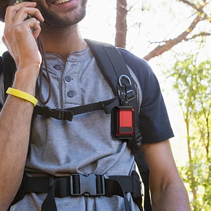 Valkit Armor Series Full-Body Shockproof Protective Case Cover for AirPods Pro 2nd/1st Generation Charging Case with Carabiner Keychain, LED Indicator, and Accessory Pouch