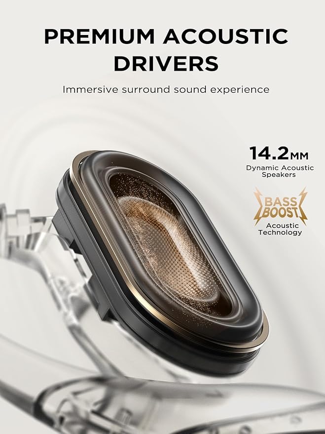 Open Ear Headphones, Bluetooth 5.4 Bone Conduction Headphones True Wireless Earbuds with Mic Clear Calls, 56H Playtime Lightweight Bone Earbuds with IPX6 Waterproof, Comfort Fit for Fitness, Black