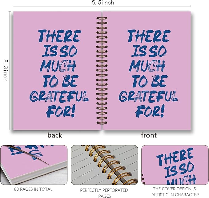 There is so Much to Be Grateful for Gratitude Journal Notebook, Inspirational Notebooks for Women, Purple Preppy Notebook Journal, Inspirational Gifts, Spiral Notebook 5.5x8.3