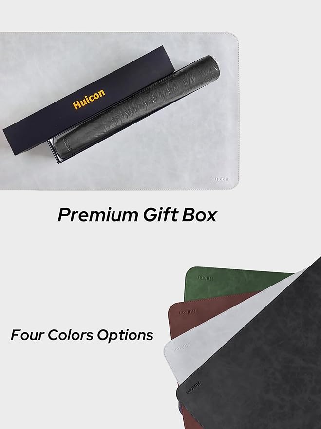 Large Faux Leather Desk Mat 31.5"x15.7" - Non-Slip Waterproof Mouse Pad with Heat-Resistant Surface for Office, Gaming & Home Use(Black)