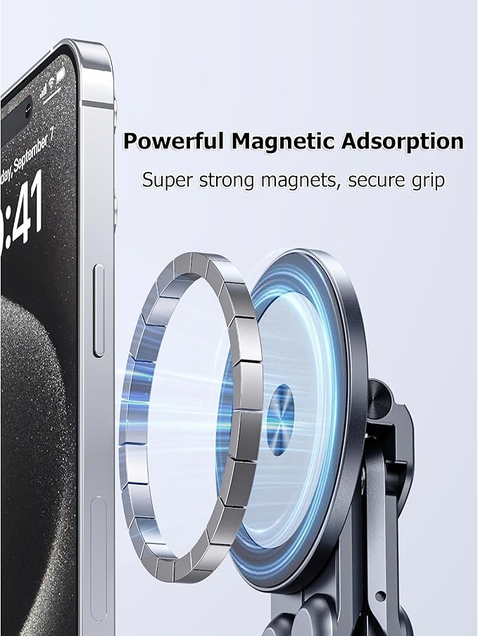 Laptop Stand for Desk, Ergonomic Portable Laptop Stand, Powerful Magnetic Adjustable & Multi-Rotatable Laptop Riser Compatible with (4.7" or Larger) Phone/Tablets/PC (Grey)