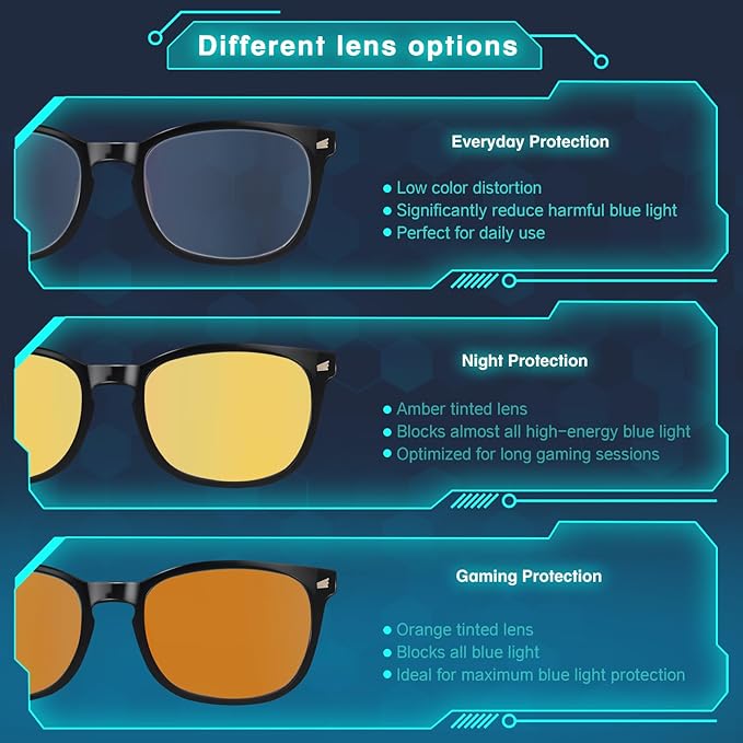 Blue Light Glasses for Woman Men | 99% Blue Light Blocking Glasses | Computer Glassess | Night Driving | Gaming | TV Phone Screen Reader Square Frame | Anti Eyestrain & UV Glare Protection