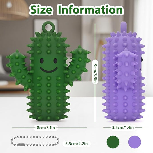 2 PCS Silicone Little Cactus Ouchies Pain Fidget Toys Mini Spiky Sensory Fidget Novelty Sensory Gifts for Adults Teens Anxiety & Stress Relief (GreenPurple, 2P)