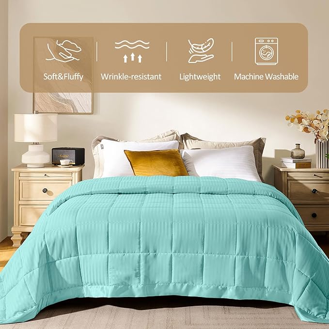 downluxe King Size Blanket with Satin Trim, Lightweight Down Alternative King Blanket for All Season, Machine Washable (Mint Green, 108 x 90 Inch)