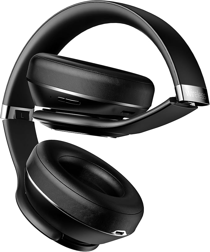 Bluetooth Headphones Over Ear, 90 Hours Playtime Wireless Headphone with 3 EQ Modes, Noise Isolating HiFi Stereo with Deep Bass, Microphone, Soft Earpads for Cellphone/PC