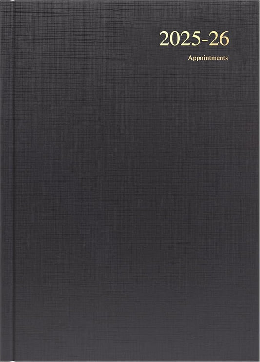 Collins 'Essentials' 12 Month Mid/Academic Year Planner, July 2025-July 2026 - ESSA41M.99-2526 - Day-to-Page Appointments Diary, A4 Hard Cover, Black