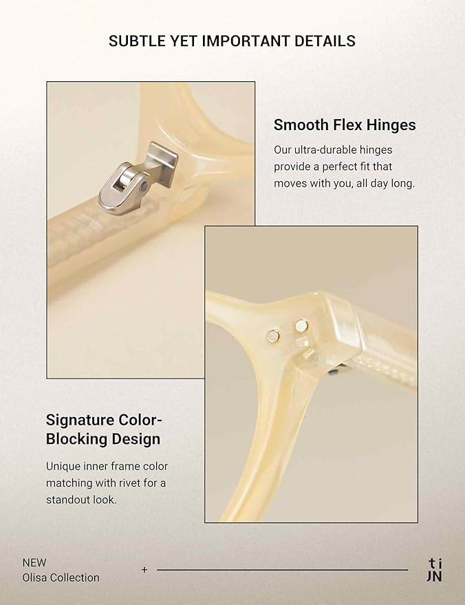 TIJN Olisa Blue Light Blocking Glasses for Women Men,Oval Glasses Frame Bluelight Glasses for Gaming/Computer/Screen