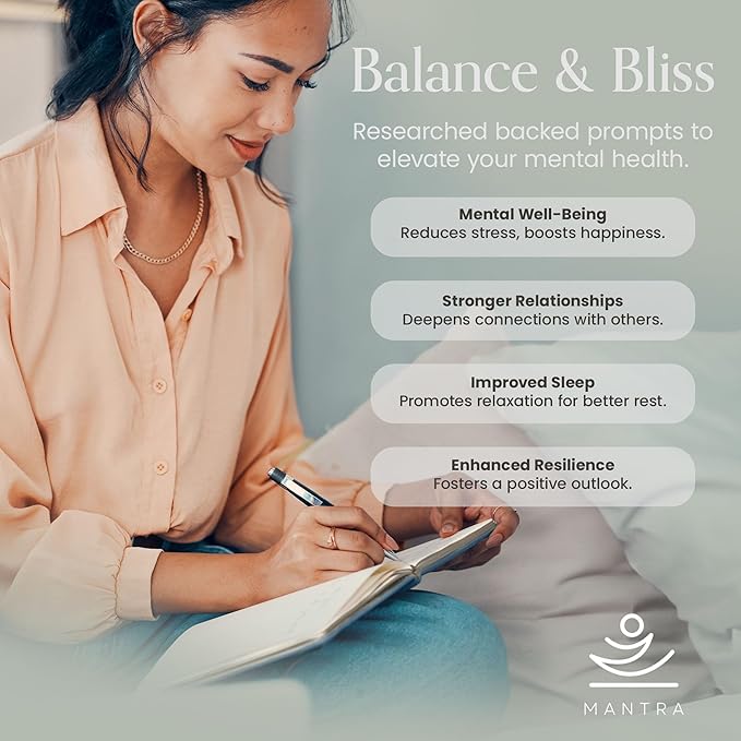 Gratitude Journal For Women & Men - Mental Health, Self Love & Self Care Journal - Blue - 5.8" x 8.3" - Mantra Planner