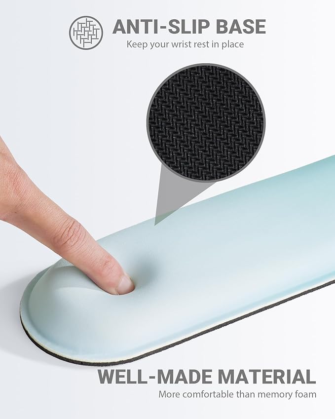 Ergonomic Mouse Pad Wrist Support Set, Memory Foam Keyboard Wrist Rest Set, Keyboard Pad, Non-Slip Base Mousepad(Gradient White Blue Set)