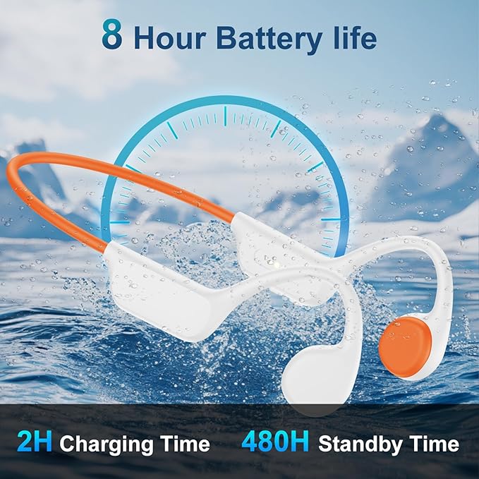 Bone Conduction Swimming Headphones,Wireless IPX8 Waterproof Open-Ear Headphone/Earphones, 32G Underwater Headset/Earbuds, Sports, Swimming, Diving