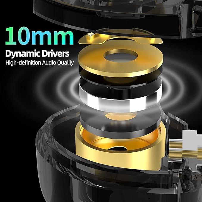 KZ EDX PRO Wired Earbuds with Microphone, Noise Isolating in Ear Headphones Powerful Bass IEM Earphones, Tangle-Free Cord 3.5mm Audio Jack Compatible with Phones Android Tablets Laptops(Cyan with Mic)