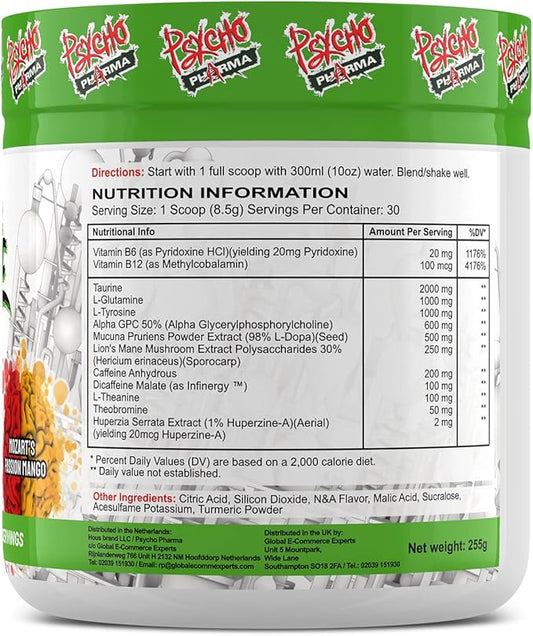 Psycho Pharma. Infinite Brain Nootropic Game Changer. Compete Win (Mozart's Passion Mango, 30 Serving)