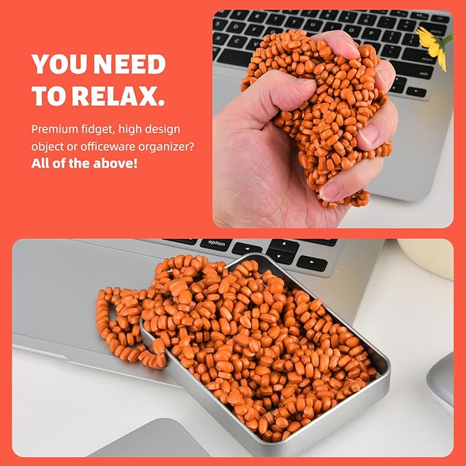 Magnetic Putty Rocks, Orange More Than 600 Weak Magnetic Smooth Ferrite Pebbles, Magnet Rock Desk Toys and Time-Killer for Adults