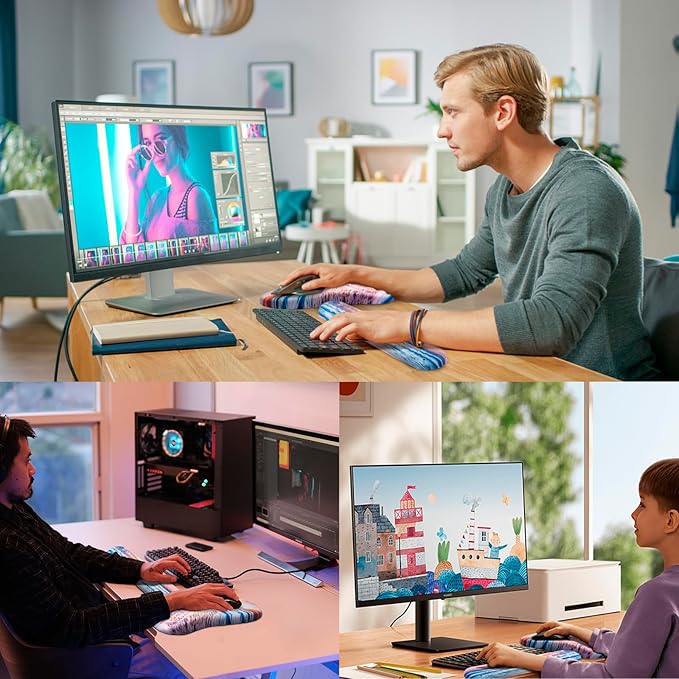 Mouse Pad Wrist Support, Laokiiy 2 in1 Keyboard Wrist Rest+ Ergonomic Mouse Pad, Non-Slip Wrist Rest for Computer Keyboard, Made Easy Typing & Relieve Wrist Pain(Sunrise Beach)