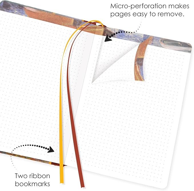 RainCaper Vegan Leather Journal Notebook, 160 Dot-Grid Pages, 5.7 inches x 8 inches, Journal - Monet Red Boats