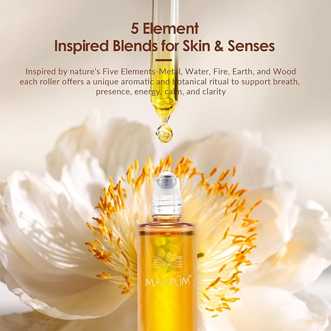 Five Elements Essential Oil Rollers – 100% Plant-Based Aromatherapy Gift Set with Squalane & Jojoba – Stress Relief, Relaxation, Skin Hydration & Self-Care Rollerball Oils