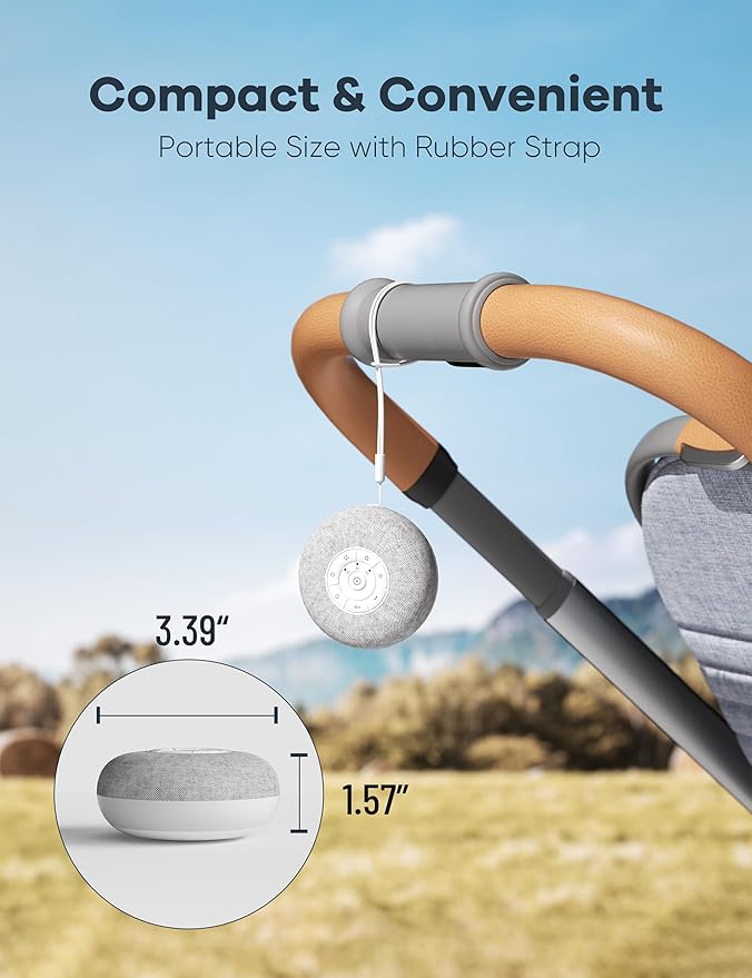 Portable Sound Machine Baby, Long Battery with Loud Bluetooth Speaker, 39 Special Soothing Sounds, White Noise Sound Machine for Sleeping