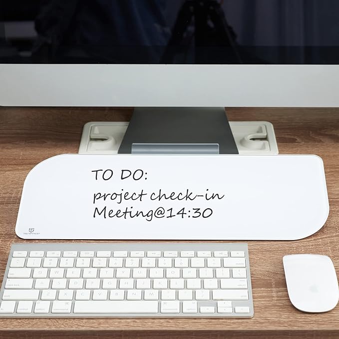 TSJ OFFICE Glass Dry-Erase whiteboard - 16 X 6 Inches Tabletop Easel whiteboard with Stand, Desk Board Buddy for Artist, Teacher and Student