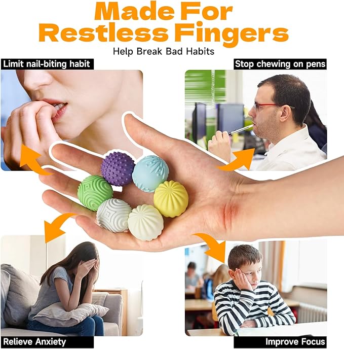 Magnetic Balls Fidget Toys,8Pcs Silicone Magnetic Balls,Magnet Stress Relief Toys,Silicone Desk Fidgets Toys for Office,Sensory Fidget Ball Toy for Adults, Teens with ADHD,Anxiety (Light-Color, 8)