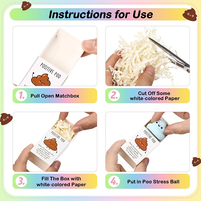 Wettarn 12 Sets Poo Gifts Positive Cute Stress Balls with Support Gift Boxes Funny Poop Party Favors for Employee Coworker Friends Office Inspirational Relief Toys