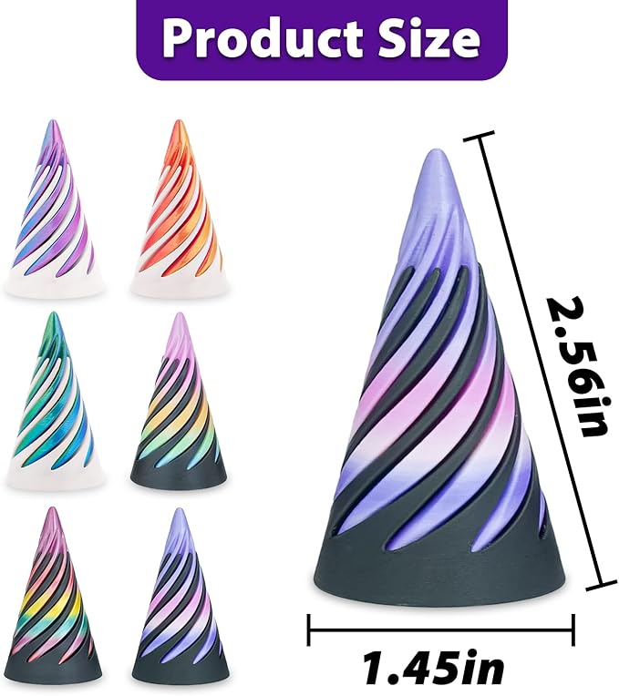 6 Packs Impossible Spiral Cone Fidget Toys,3D Printed Pyramid Passthrough Sculpture,Mini Sensory Toy for Stress Relief Anxiety,Desktop Decor Gifts for Adults & Kids (Multicolor 6pcs)
