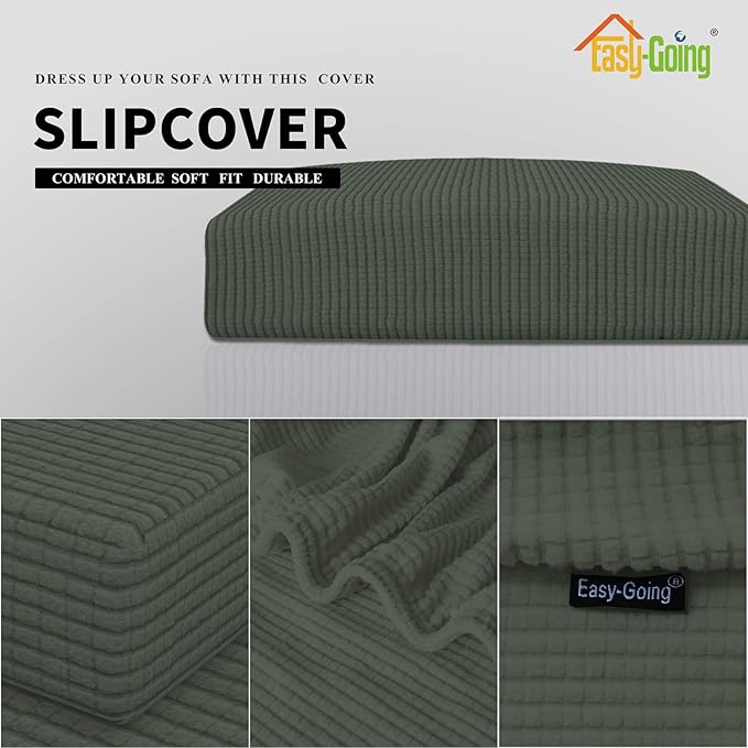 Easy-Going Stretch Chair Cushion Cover Sofa Cushion Furniture Protector Sofa Seat Sofa Slipcover Sofa Cover Soft Flexibility with Elastic Bottom(Chair Cushion, Olive Green)