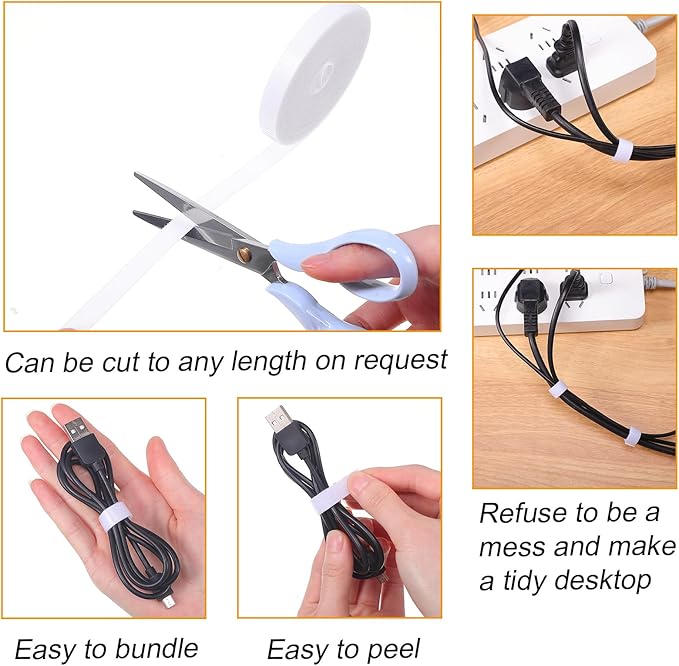 40 Pcs Cable Management Organizer Kit Include Retaining Wire Clips Wire Organizer Sleeve Cable Ties Headphone Hanger Holder for Computer (White)