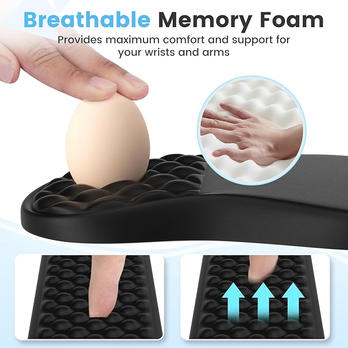 HAOCOO Ergonomic Mouse Pad with Wrist Rest, Massage Support, Black