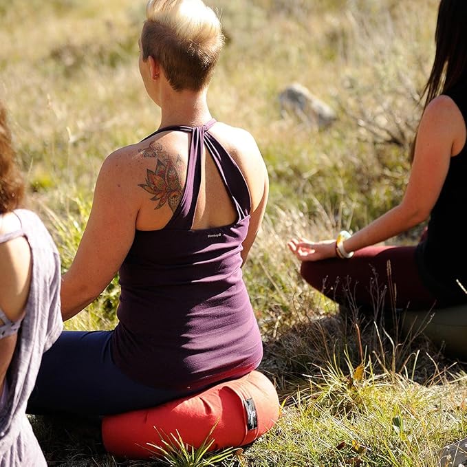 Hugger Mugger Zafu Meditation Cushion - Support in Cross-Legged Sitting, Buckwheat Filled, Durable Fabric, Convenient Handle, Handmade in USA