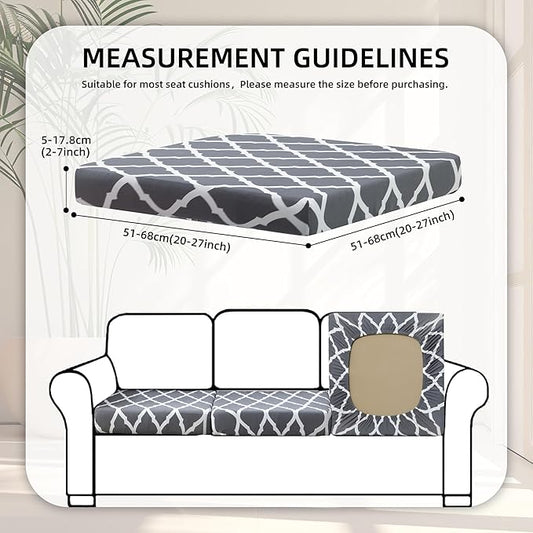 8Pcs Stretch Patio Cushion Covers,Outdoor Couch Covers Replacement,Outdoor Couch & Sofa Slipcovers,for Patio Furniture Cushion Covers,Washable Reusable Furniture Protector (BTC02-Gray,Cover Only)