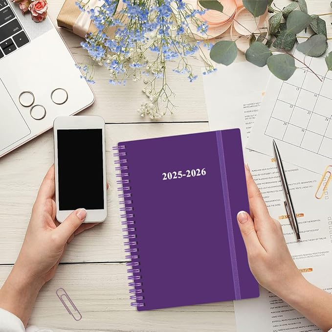 2025-2026 Planner - 18 Months Weekly & Monthly Planner from July 2025 - December 2026, Spiral Planner 2025-2026 with Elastic Closure, Inner Pocket, Medium 5.8" x 8.3", Purple
