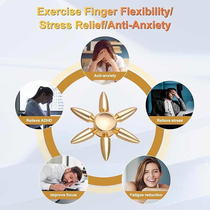 ATESSON Fidget Spinners Toy,Ultra Durable Stainless Steel Bearing High Speed 3-5 Min Precision Brass Metal Finger Spinner,EDC ADHD Stress Relief Anxiety Relieves Reducer for Kids and Adults