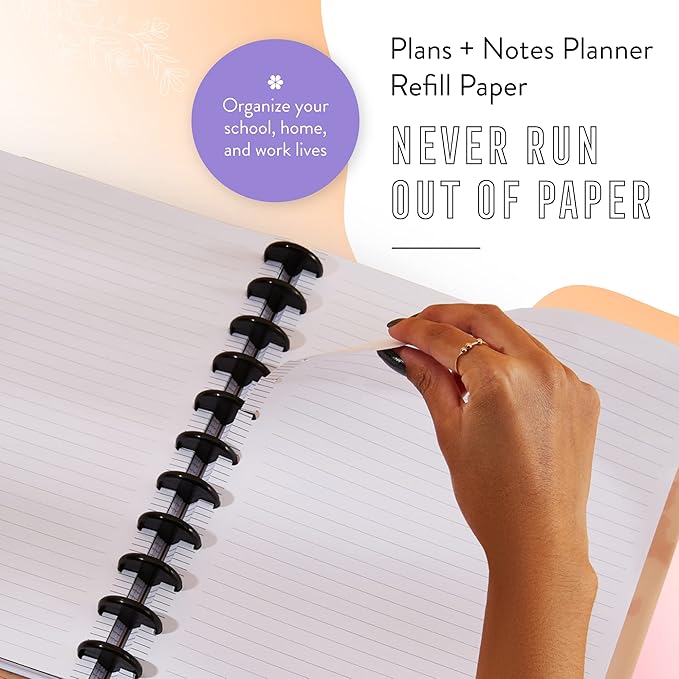 Happy Planner Plans + Notes Planner Refill Paper, 100 Sheets of Lined Refill Paper for Journals, Big Size