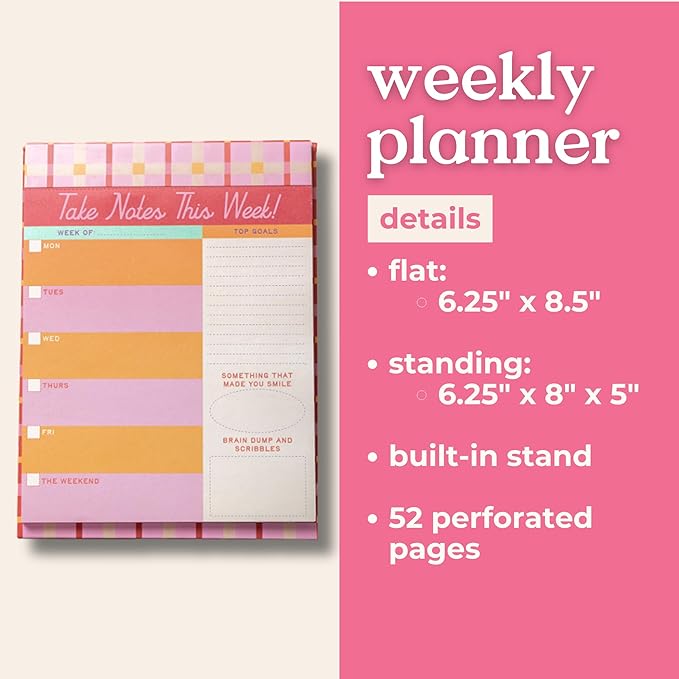 ban.do Weekly Planner Notepad, Mini Desk Planner, Undated Week Calendar, Weekly To Do List Notepad with 52 Sheets, Take Notes This Week