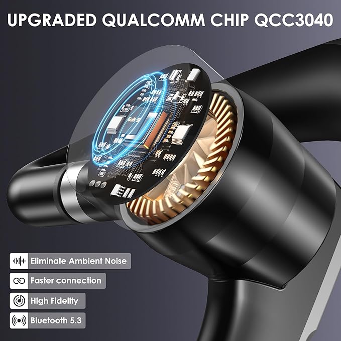 Bluetooth Headset V5.3, 96H Talktime, Wireless Earpiece with 1000mAh Charging Case, Bluetooth Headphones with Dual-Mic for Computer Cell Phones Trucker Home Office Work (Gray)