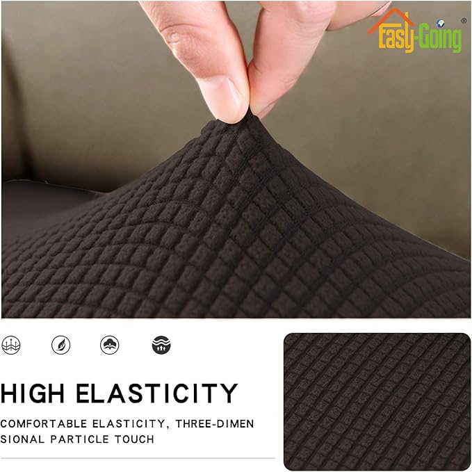 Easy-Going Stretch Loveseat Cushion Cover Sofa Cushion Furniture Protector Sofa Seat Sofa Slipcover Sofa Cover Soft Flexibility with Elastic Bottom(Loveseat Cushion, Chocolate)