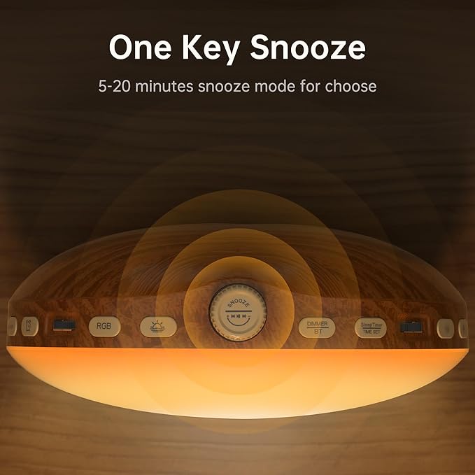 Sunrise Alarm Clock White Noise Sound Machine with 26 Soothing Sounds, 17 NightLights, Bluetooth Speaker, Wake Up Light Alarm Clock for Bedrooms, Heavy Sleepers, Ideal Gift for Baby, Kids, Seniors