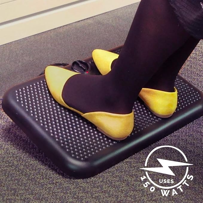 Toasty Toes Foot Warmer, Ergonomic Heated Footrest with 3 Adjustable Positions and 2 Heat Settings, Portable Space Heater, 105 Watts, Black, 12" x 18" x 5"