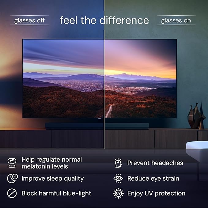 livho Sleep Glasses for up to 99.9% Blue Green Light Blocking for Computer Gaming, Dual Coatings Red Lens, for Women & Men