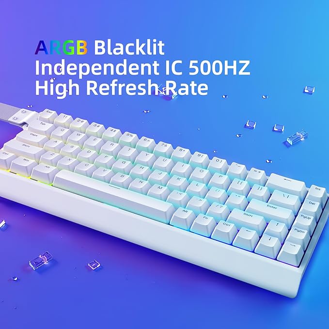 IROK Mer68 SE Wired 68 Keys, Magnetic Switch Mechanical Keyboard, 8KHZ Polling Rate/Latency As 0.125MS/64KHZ All Keys Scan Rate/ARGB, Hot Swappable Gaming Keyboard(White)