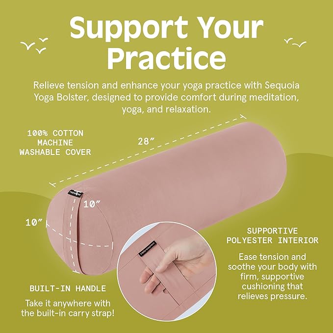 Retrospec Retrospec Sequoia Yoga Bolster Pillow - Meditation Cushion for Yoga Practices - Includes Machine Washable 100% Cotton Cover & Durable Carry Handle