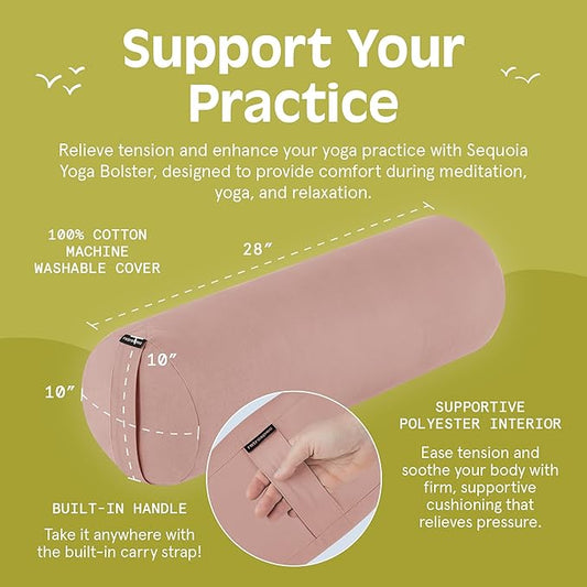 Retrospec Retrospec Sequoia Yoga Bolster Pillow - Meditation Cushion for Yoga Practices - Includes Machine Washable 100% Cotton Cover & Durable Carry Handle