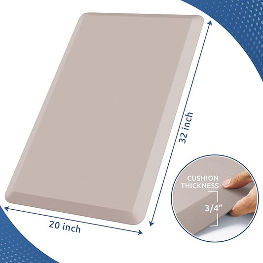 KitchenClouds Kitchen Mat Cushioned Anti Fatigue Rug 20"x32" Waterproof, Non Slip, Standing and Comfort Desk/Floor Mats for House Sink Office (Khaki)