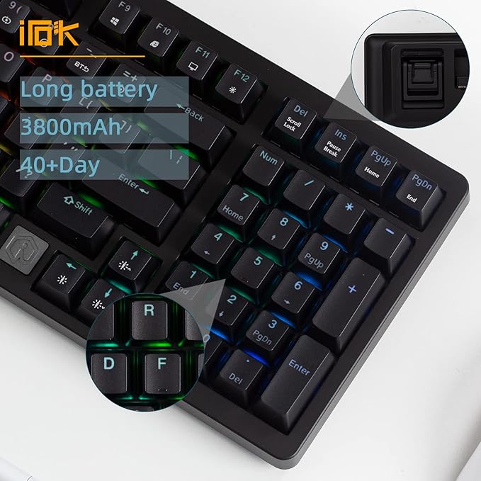 IROK FE98Pro Wireless RGB Hot Swappable Mechanical Keyboard, Three-Layer Dampening 98 Keys Gaming Keyboard, Customizable Backlit, USB-C/2.4GHz/Bluetooth- Black
