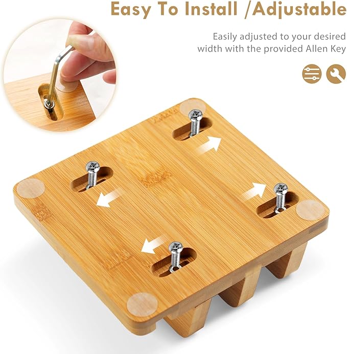 Vertical Laptop Stand for Desk, Double Stand Holder with Adjustable Dock 0.98" to 1.77", Fits All MacBook/Surface/Samsung/HP/Dell/Chrome Book, Natural Bamboo